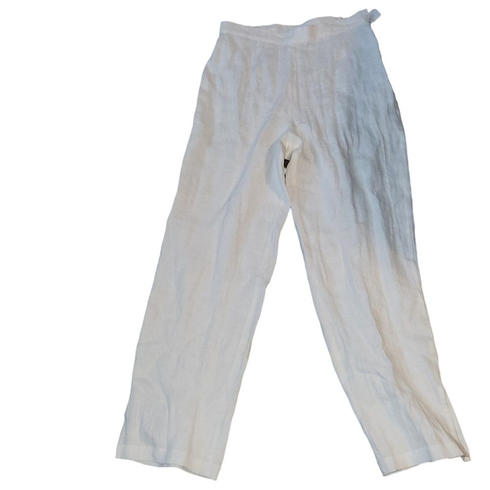20 South White‎ Linen Pants Elastic Waist Slacks Women's 10 Size 28 Inch Waist